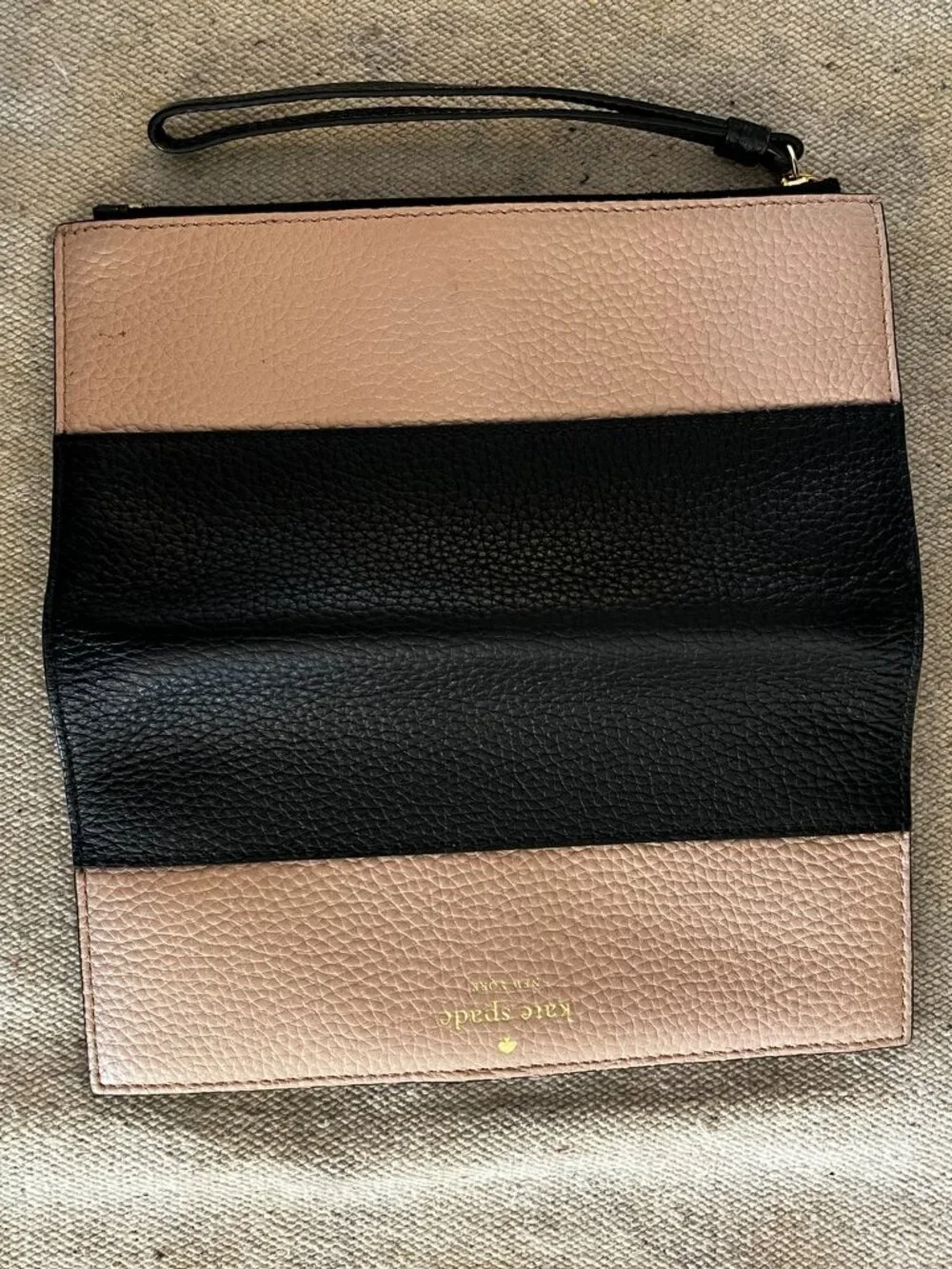 Kate Spade New York Lane Anika Blush/Black Pebbled Leather Shoulder Bag W/Wallet